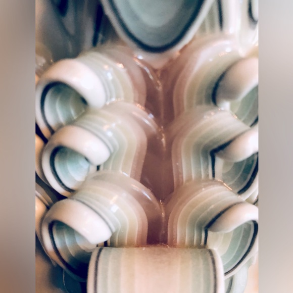 Handmade Carved Candle White with shades of green & shell, pink 12.5" h x 5.5"w - Picture 5 of 14